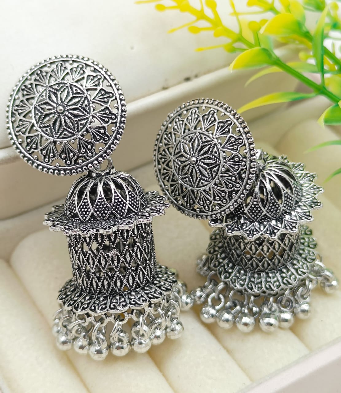 Indian Silver Jhumki set