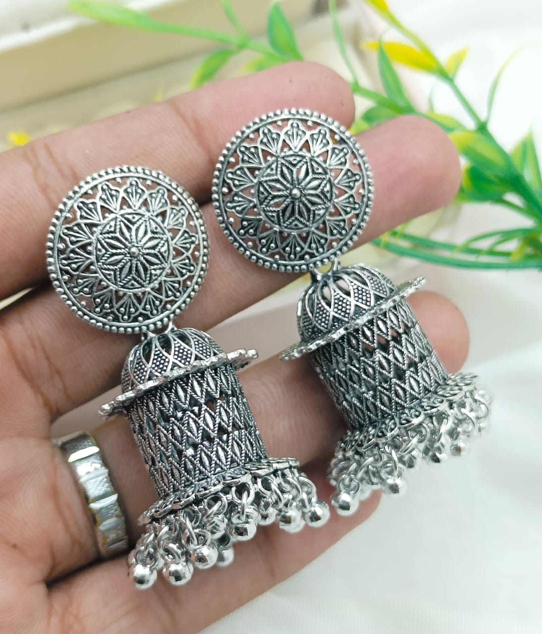 Indian Silver Jhumki set