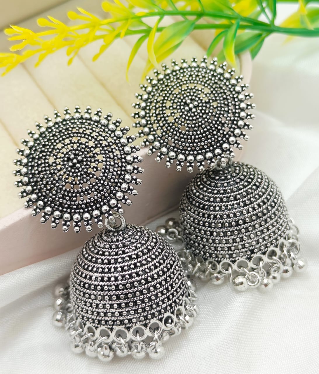 Indian Silver Jhumki set