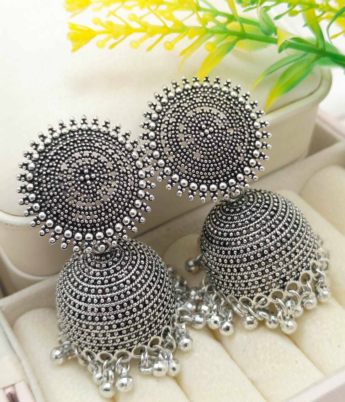 Indian Silver Jhumki set